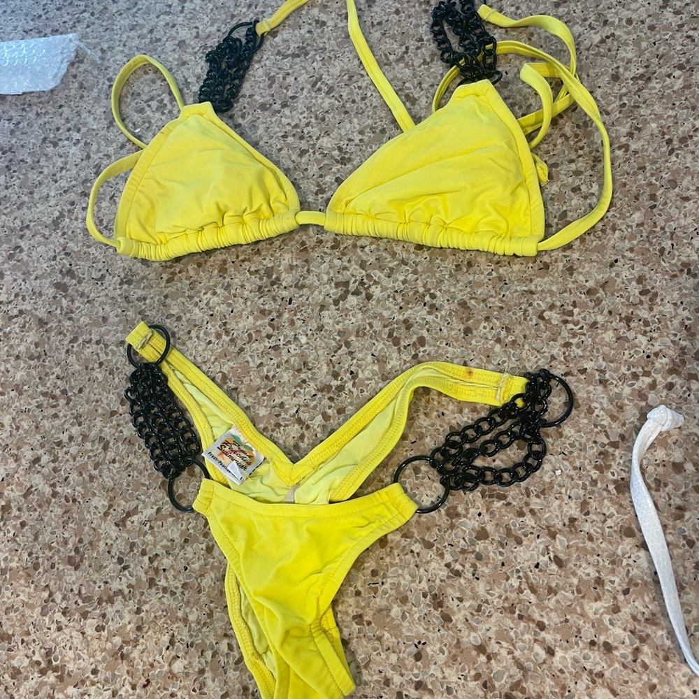 Custom yellow and black bikini